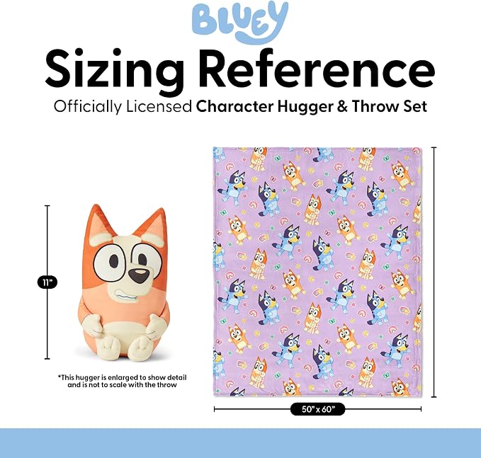 Northwest Bluey Sweet Sticker Fun Hugger Pillow & Silk Touch Throw Blanket Set, Stuffed Animal, 50x60 inch Blanket and 11 inch Plushie