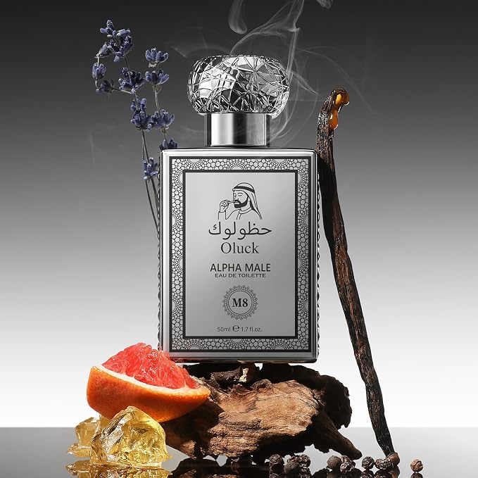 Oluck Alpha Male M8 Men's Cologne 50ml Eau de Toilette – Fresh Spicy Woody Fragrance for Men with Grapefruit, Ginger, Lavender, Amber & Vetiver, Long Lasting Mens Perfume, Fragrance Gift for Men
