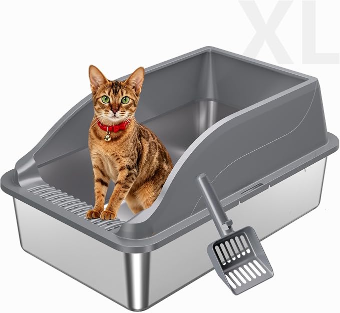 L2 Stainless Steel Litter Box (Dark Grey XL)