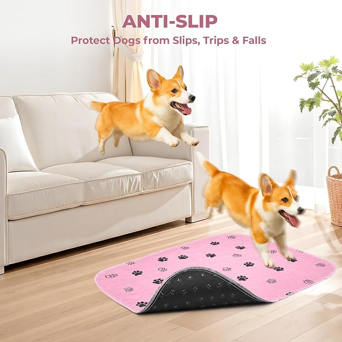 Fostanfly Reusable Puppy Pads, 2 Pack 18"x 24" Washable Dog Pee Pads, Pink | Reusable Potty Training Pads for Dogs, Waterproof, for Playpen, Crates & Furniture