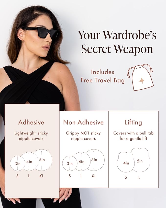 Reusable Silicone Nipple Covers - Waterproof, Nude, 4 Shades - Sticky Breast Stickers for Strapless Dress