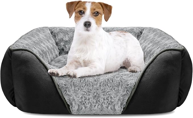 Medium Dog Bed Rectangle Washable Orthopedic Soft Calming Sleeping Pet Cuddler with Anti-Slip Bottom