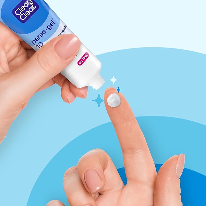 Clean & Clear Persa-Gel 10 Oil-Free Acne Spot Treatment with Maximum Strength 10% Benzoyl Peroxide, Topical Pimple Cream Visibly Reduces Acne in One Day, Fragrance-Free, 1 fl. oz