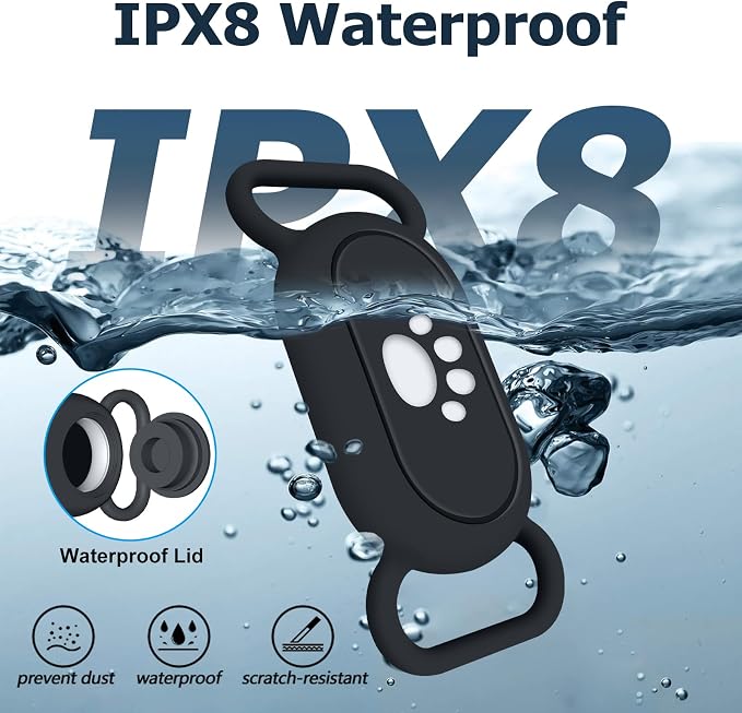 for Samsung Galaxy SmartTag2 Dog Collar Holder, 2 Pack Waterproof Anti-Lost Silicone Case for Galaxy Smart Tag 2 for Pet Dog Cat Collars (Black/Black)