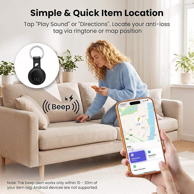 Air Tracker Tags 2 Pack with Cases, Item Finder, Works with Apple Find My (iOS Only)