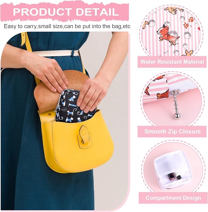 Sanitary Pad Storage Bag Portable Period Bag for Teen Pads/Sanitary Napkins/Small Tampons, Sanitary Napkin Storage Bag First Period Gifts for Teen Girls (Bowknot Rabbit)