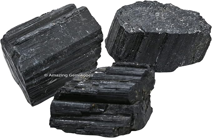 Amazing Gemstone Black Tourmaline Crystals Rough Stone in Bulk, 1lb Large Pieces Turmalina Negra Piedra Originales, Large Black Tourmaline Crystal Healing Stones for Protection