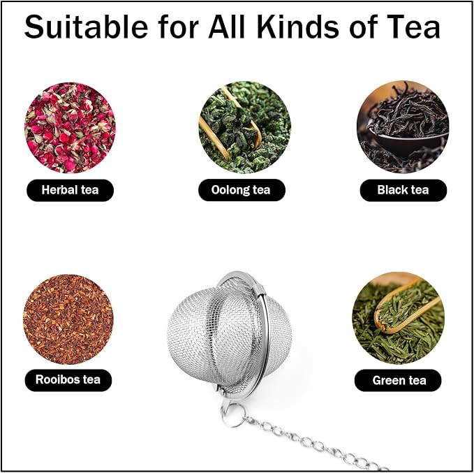 Tea Ball Strainers, 2 Pack Stainless Steel Tea Infuser with Pink Butterfly Blossom Charm, Reusable Fine Mesh Tea Steeper for Loose Leaf Tea, Tea Strainer Gift for Tea Lovers