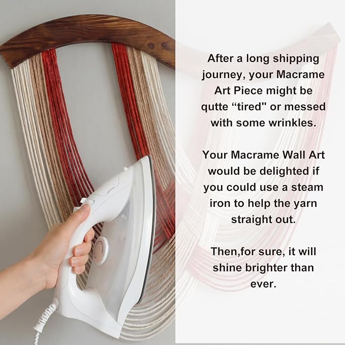 Warm Neutral Macrame Wall Hanging Dip Dyed Yarn Wall Art, Modern Boho Decor | Handmade Cotton Rope Tapestry for Bedroom, Living Room, Nursery, 31.5 x 23.6 Inch