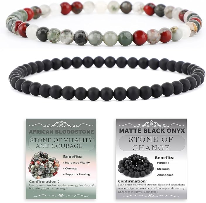 NCB 2.3-Piece 4mm Natural Crystal Gemstone Stretch Bracelets – Handmade Reiki Energy Healing Jewelry for Meditation,Yoga, Unisex