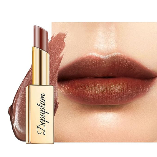 Brown Lipstick Moisturizing for Women Shimmer Tinted Lip Balm Hydrate Nourish Chocolate Lip Gloss Cruelty Free Lip Makeup, ZG117 Dark Era