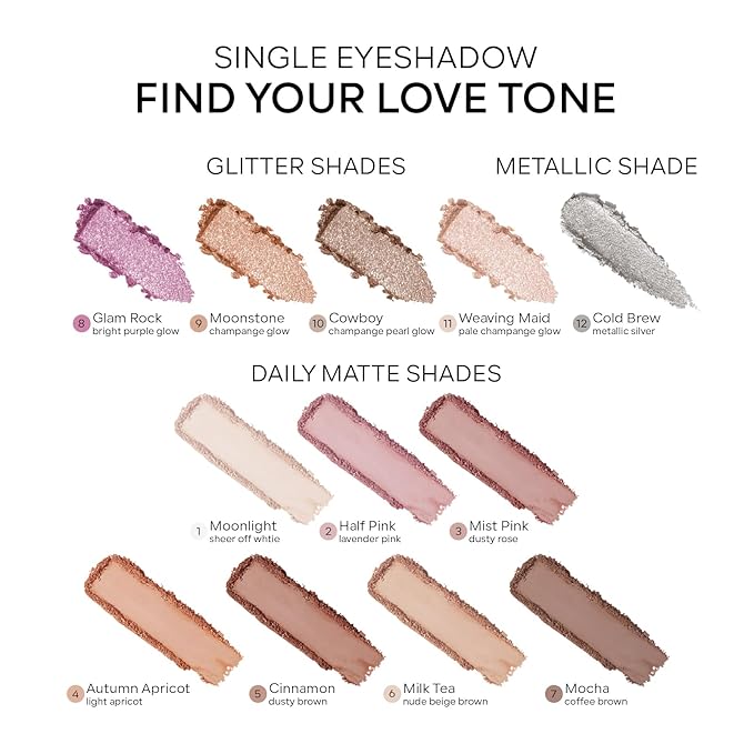 KYDA 2 Colors Single Matte Eyeshadow, Off White Vanilla + Nude Beige Brown, Ultra-fine Lightweight Powder, Daily Matte Pressed Eyeshadow, Moonlight & Milk Tea