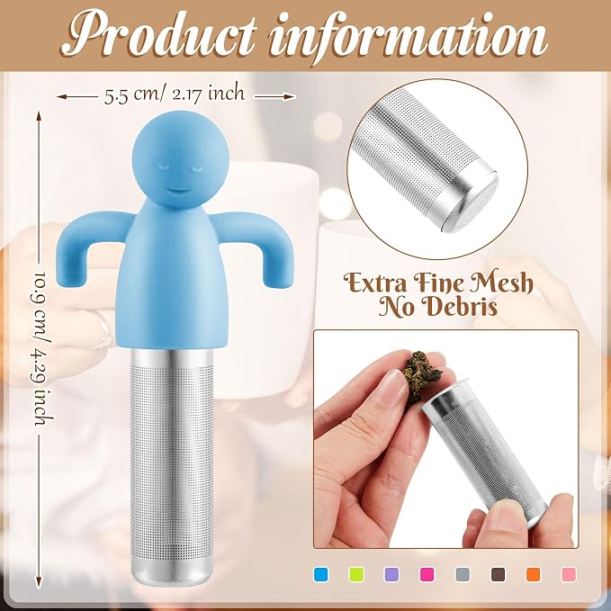 Hicarer 8 Pieces Tea Infuser for Loose Tea Cute Fine Mesh Strainer Stainless Steel Filter Ball Diffuser Steeper for Teacups Teapots (Bright Colors)