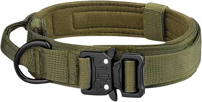 Dog Leash, Pet Products Outdoor Tactical Dog Collar Metal Buckle Breathability Nylon Medium and Large Training Neck(I,X-Large)