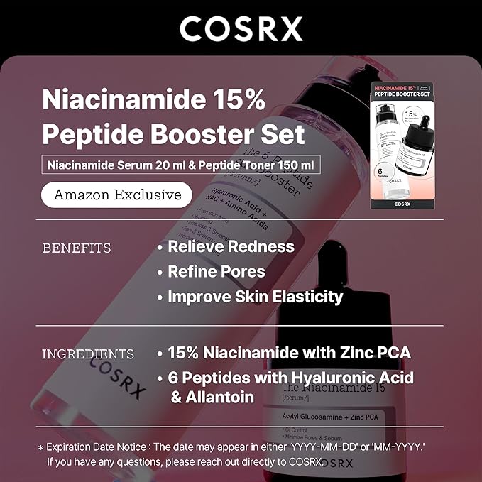 COSRX Niacinamide 15% Peptide Booster Set + 2% Alpha Arbutin Discoloration Care Serum