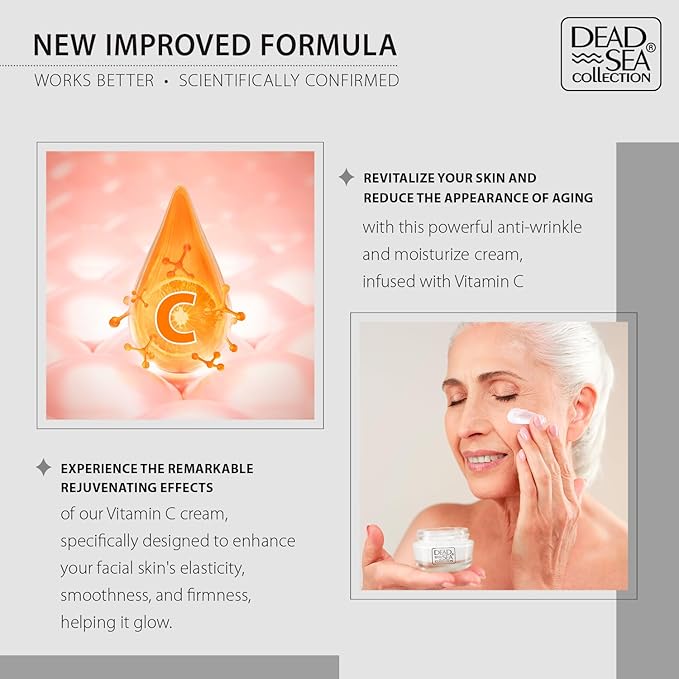 Dead Sea Collection Day Cream for Face with Vitamin C, Dead Sea Minerals, and Vitamin E – Anti Aging Nourishing Skin Care Moisturizer to Reduce Wrinkles (1.69 fl. oz)