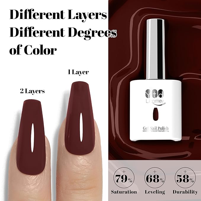 YTD Likomey Caramel Deep Brown Gel Nail Polish,15ml Salon Home DIY Manicure and Pedicure Fall Winter UV Soak Off Color Nails Varnish,CS472