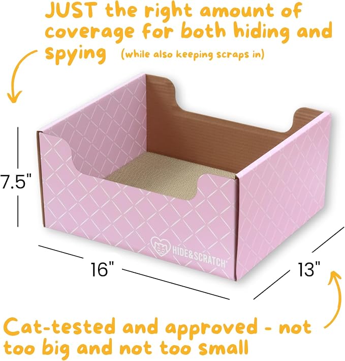 Hide & Scratch Cardboard Cat Scratcher Box & Bed Light Pink Diamond Pad