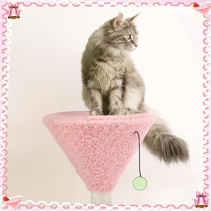 Sosation Pink Martini Cat Scratcher 19.7 H Cat Scratching Post Scratcher with Dangling Ball for Indoor Cats Scratching Post for Kittens and Medium Large Cats