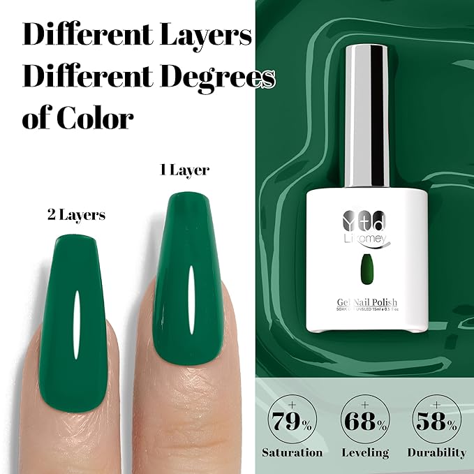 YTD Likomey Aloe Green Gel Nail Polish,15ml Salon Home DIY Manicure and Pedicure Fall Winter Soak Off UV Color Varnish,CS453