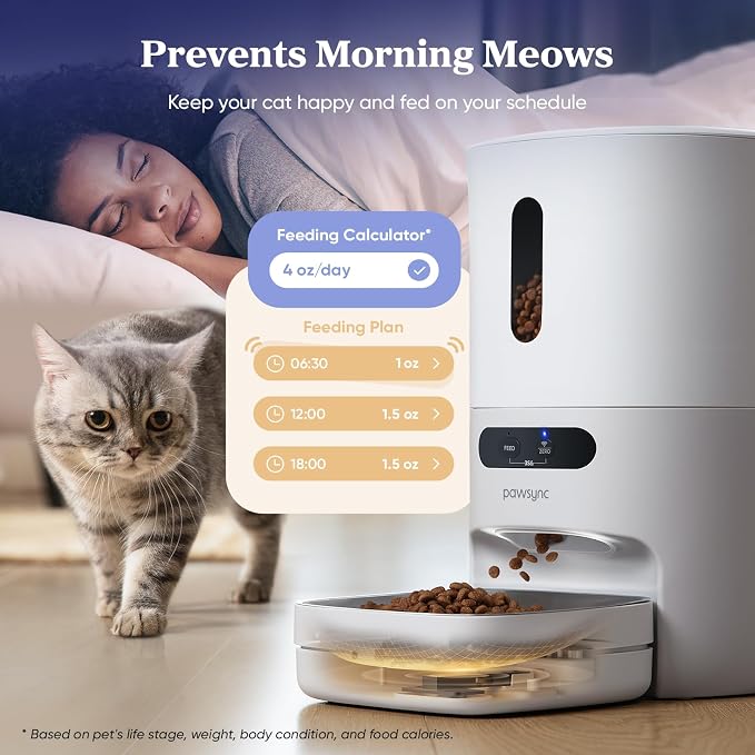 Automatic Cat Feeder, WiFi & Smart Scale, Remote Feeding | Tracks Pet's Food Intake, 3.6L Timed Food Dispenser, Up to 10 Meals Per Day, Dual Power Supply, Stainless Steel Bowl