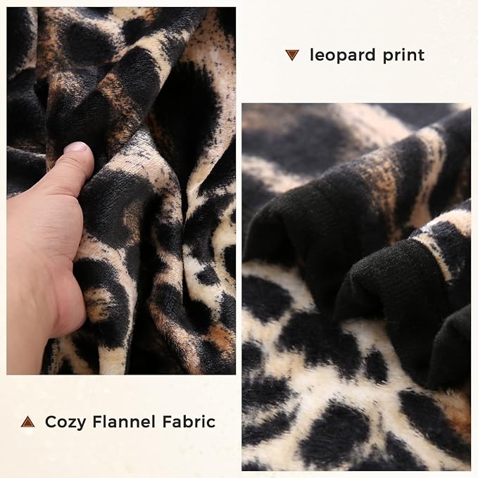 PU MEI Fuzzy Flannel Fleece Throw Blanket for Sofa, Couch, Bed, Leopard Print Blanket Animal - Lightweight Double Sided Cozy Super Soft Cheetah Blankets, 80" x 90" inches