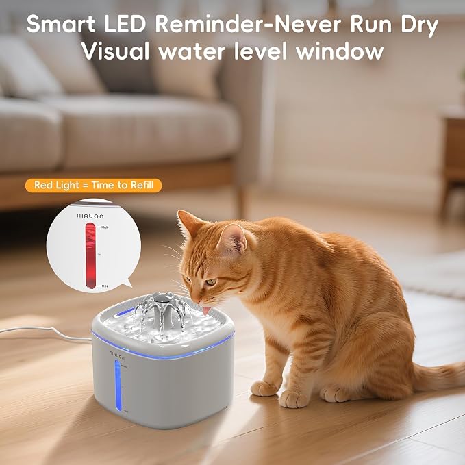 Cat Water Fountain,84oz/2.5L Pet Cat Fountain - Ultra Quiet Upgraded Automatic Pet Water Dispenser with 8 Replaceable Filters, Indoor Cat & Dog Drinki
