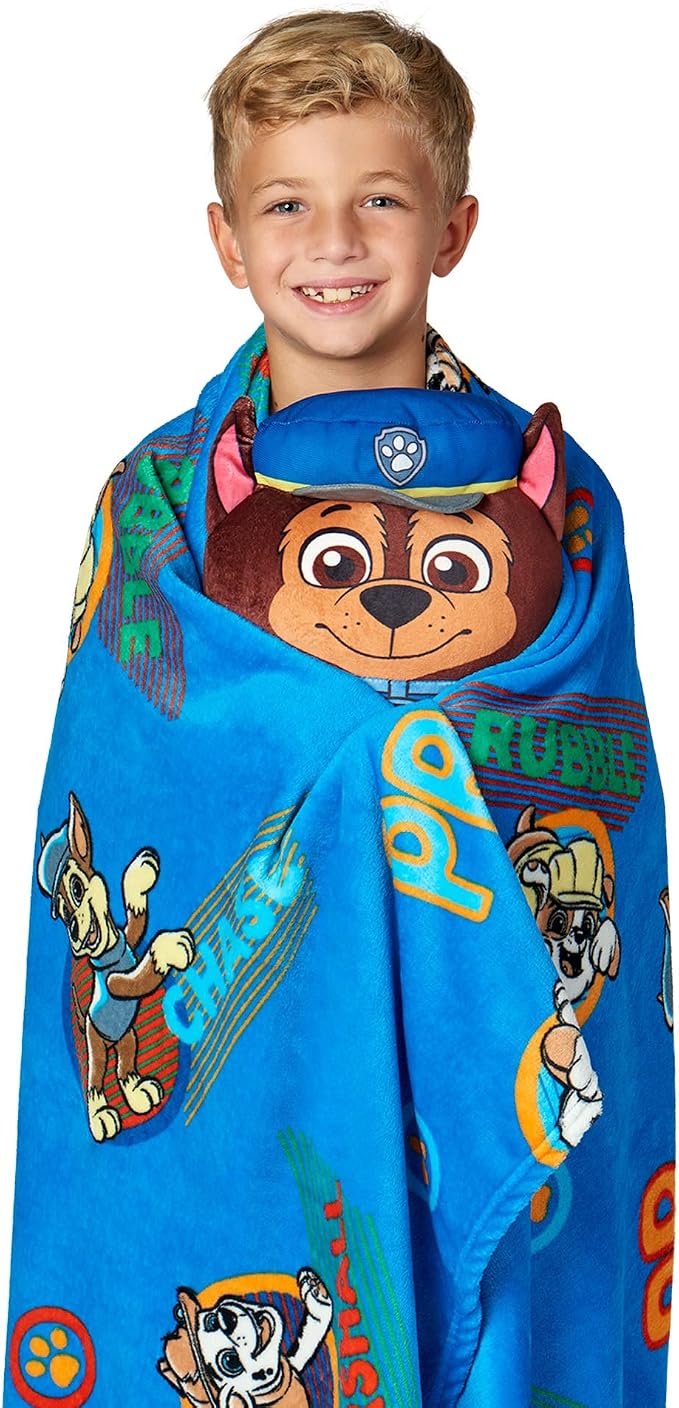 Northwest Paw Patrol Pup Time Hugger Pillow & Silk Touch Throw Blanket Set, Stuffed Animal, 50x60 inches and 11 inch Plushie