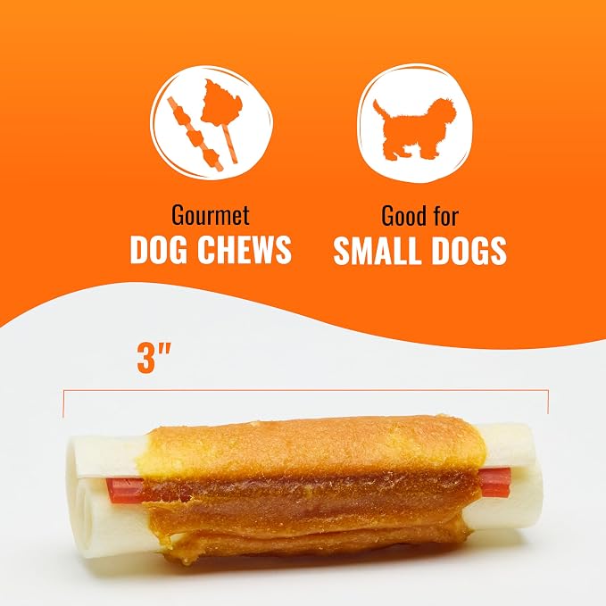 GOOD 'N' FUN Mini Roll Long-Lasting Dog Treat for Small Dogs, 8 oz | Made with Real Protein, Premium Chicken, Pork and Beef Hide Chew, Supports Dental Health, Mental Stimulation, For Adult Dogs
