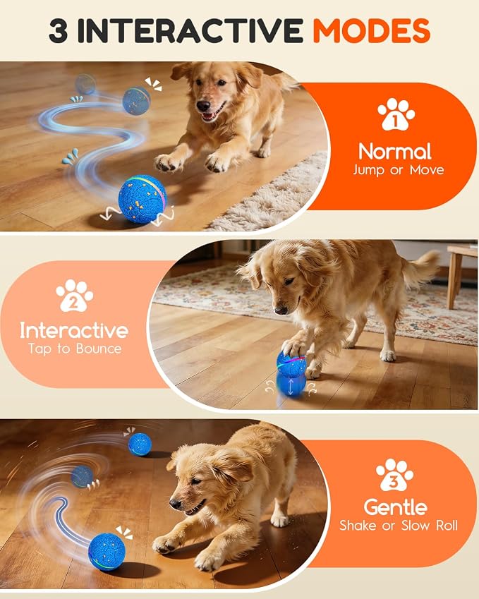 osou Smart Interactive Dog Toys, Automatic Moving & Bouncing Dog Ball for Medium & Large Dog Breeds, E-TPU Durable & Waterproof, with Irregular Motion to Encourage Active Play