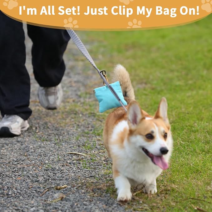 Dog Treat Pouch for Pet Training, Carabiner & Magnetic Buckle, Blue