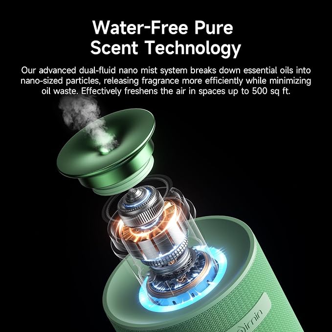 Waterless Cordless Essential Oil Aromatherapy Diffuser - Dual Home/Car Mode with Auto Start-Stop, Strong/Light Scent Adjustment, Air Freshener for Office, Car, Compatible with 5/10/15ml Bottles