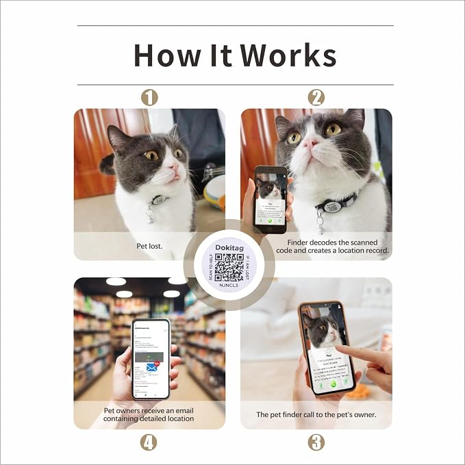 6(Pack) Cat Collar Breakaway with QR Code Name Tag,Pet ID Tag,Scan QR Receive Instant Pet Location Alert Email 6pack (Pink & Black & Orange & Green & Red & Blue)