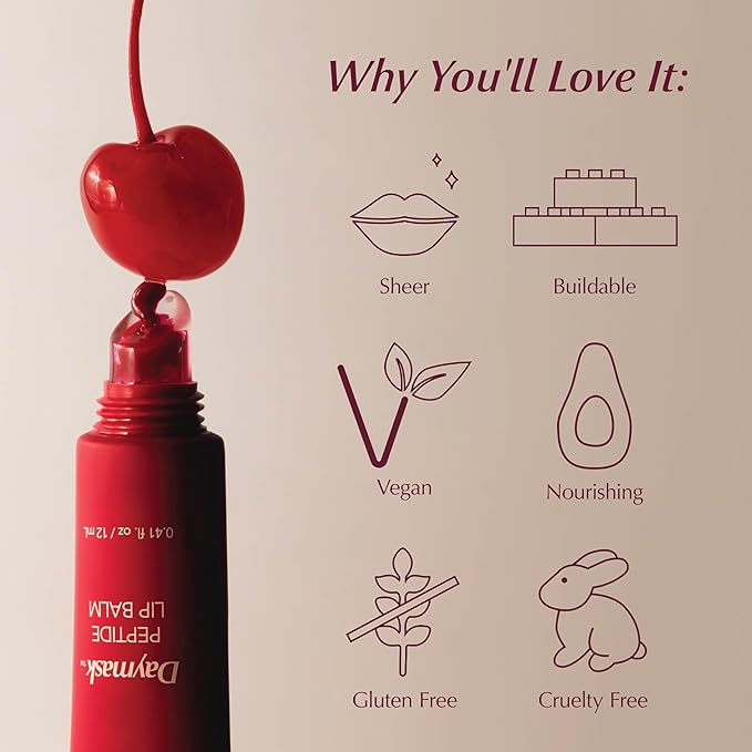 PERSONA Daymask Peptide Lip Balm | Rich, Glossy Hydration | With Oat Kernel Oil, Squalane & Peptide Complex | Vegan, Fragrance-Free, Sensitive-Lip Safe (0.3 oz) | Made in USA, June