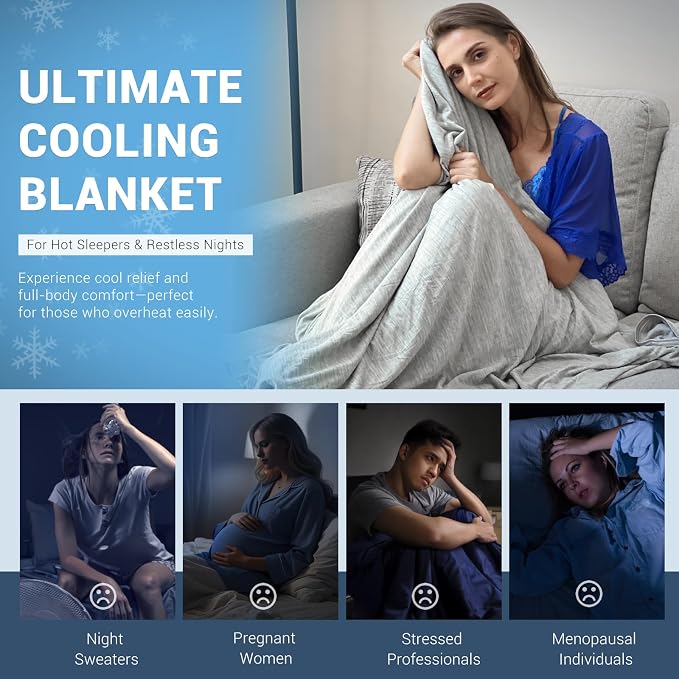 Elegear Double-Sided Cooling Blanket for Hot Sleepers, Queen, Arc-Chill 3.0 | Q-Max>0.5 Cooling Fabric, Absorbs Heat to Keep Body Cool, Breathable Summer Blankets for Night Sweats & Menopause, 79"x86"