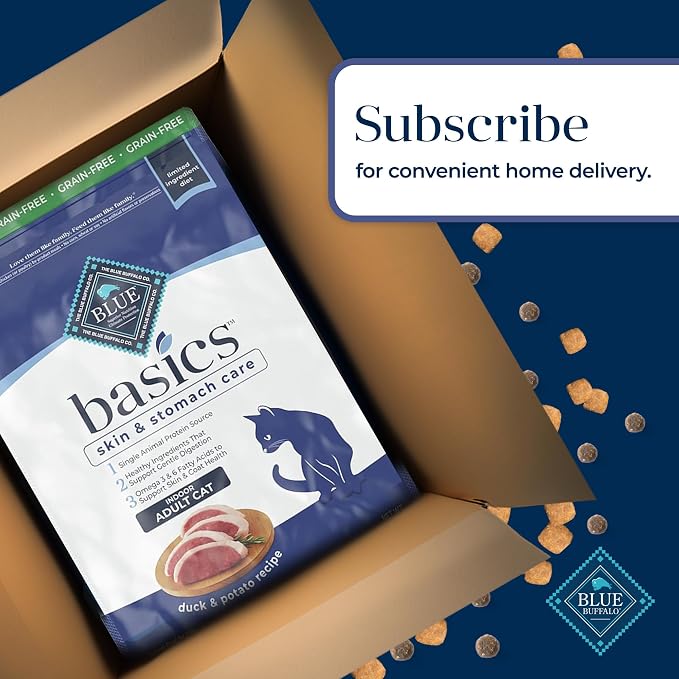 Blue Buffalo Basics Duck Grain-Free Skin & Stomach Care Dry Cat Food, 11 lb | Real Duck #1 Ingredient, Limited Ingredient Diet, Antioxidant-Rich LifeSource Bits, Skin & Coat Health
