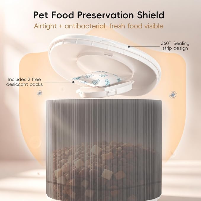2.4G WiFi Automatic Cat Feeder, 4L/17 Cups Smart Food Dispenser | App Control, Timed 1-6 Meals & 1-12 Daily Portions, Stainless Steel Bowl, Clog-Free Design, Dual Power & Lock-Fresh Tech