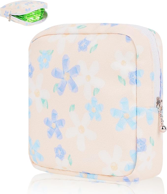 Sanitary Pad Storage Bag Portable Period Bag for Teen Pads/Sanitary Napkins/Small Tampons, Sanitary Napkin Storage Bag First Period Gifts for Teen Girls (Small Orchid)