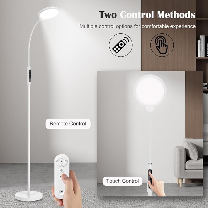 Light Therapy Lamp 11000 Lux, 3 in 1 UV-Free LED Sunlight Lamp with 9 Brightness Levels & 7 Color Temperatures, Height Adjustable Floor Light, Full Spectrum Happy Therapy lamp for Home Office Bedroom