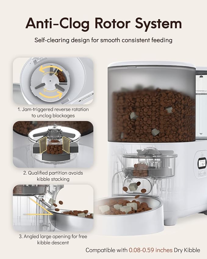 Yuposl Automatic Cat Feeder and Gravity Water Dispenser | 2-in-1 Timed Cat Food Dispenser, 42Cups/10L Extra-Large Capacity for Multi-Cats and Small Dogs, All Detachable for Easy Clean