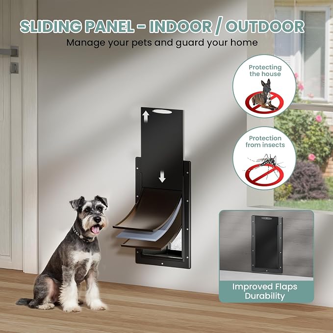 3-Flaps Medium Doggy Door for Wall, Pets Up to 45 lb | Insulation Flap, Magnetic Flaps, Durable Plastic Frame, Closing Panel, Resist Extreme Weather, Never Rust, Easy Installation