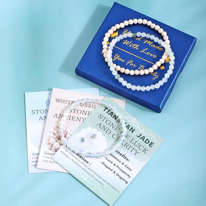 NCB 2.3-Piece 4mm Natural Crystal Gemstone Stretch Bracelets – Handmade Reiki Energy Healing Jewelry for Meditation,Yoga, Unisex