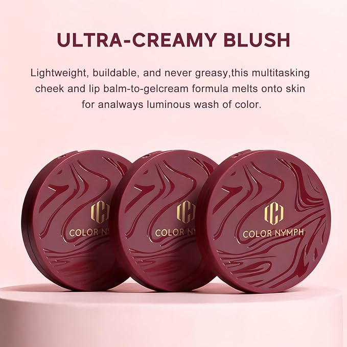 Color Nymph 3 Colors Ultra-Creamy Blush for Cheeks, Multi-Use Cream Blushes Balm Face Makeup, Hydrating, Creamy, Lightweight & Blendable Color, Face Makeup, Vegan & Cruelty-Free （#01）