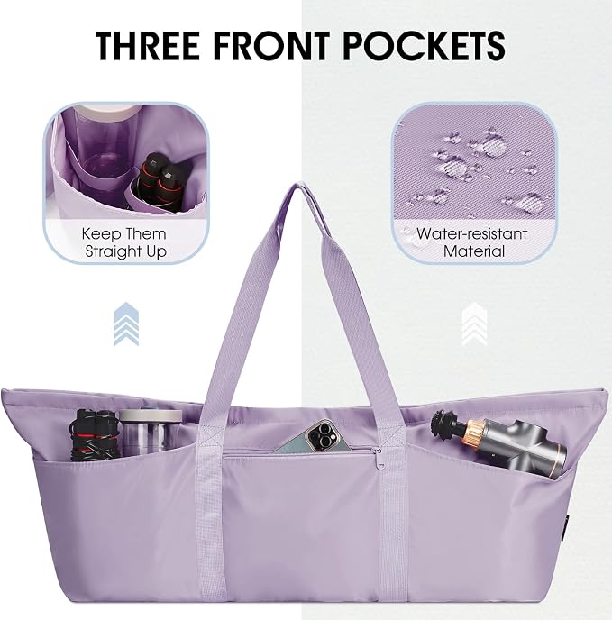 sportsnew Large Yoga Mat Bag with Shoes Compartment and Wet Pocket Ladies Pilates Gym Tote Bag with Yoga Mat Holder Strap for Women Men Workout Carrier Stuff Accessories