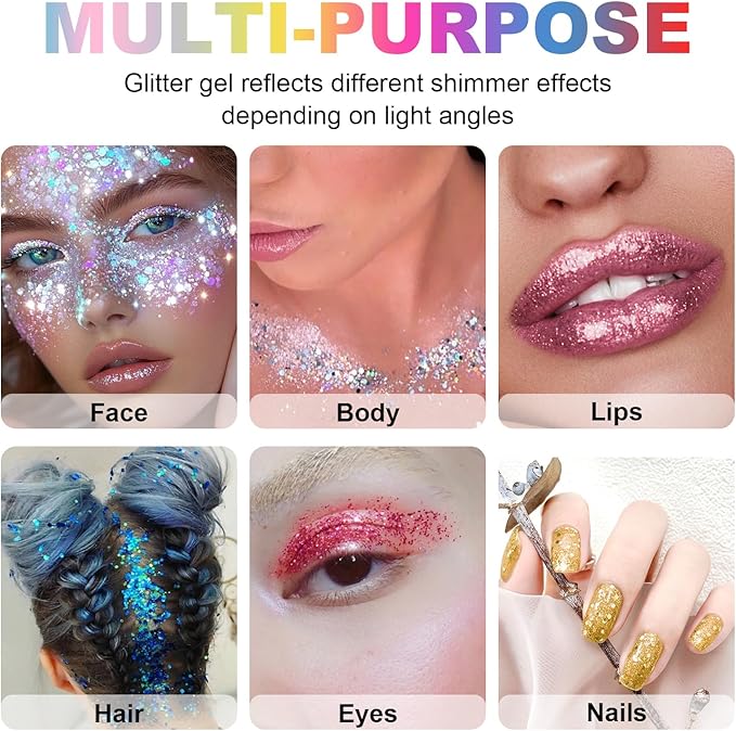 Silver Body Glitter Stick, Halloween Face Glitter Makeup,Holographic Hair Glitters Mermaid Makeup Rave Outfits for Women, Shimmer Face Paint Stick for Christmas (Silver)
