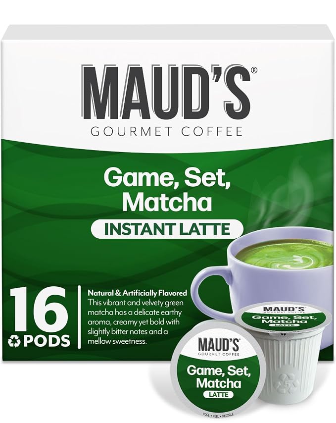 Maud's Matcha Latte Pods, 16 ct, Single Serve Tea Pods - Compatible with Keurig K Cups Maker