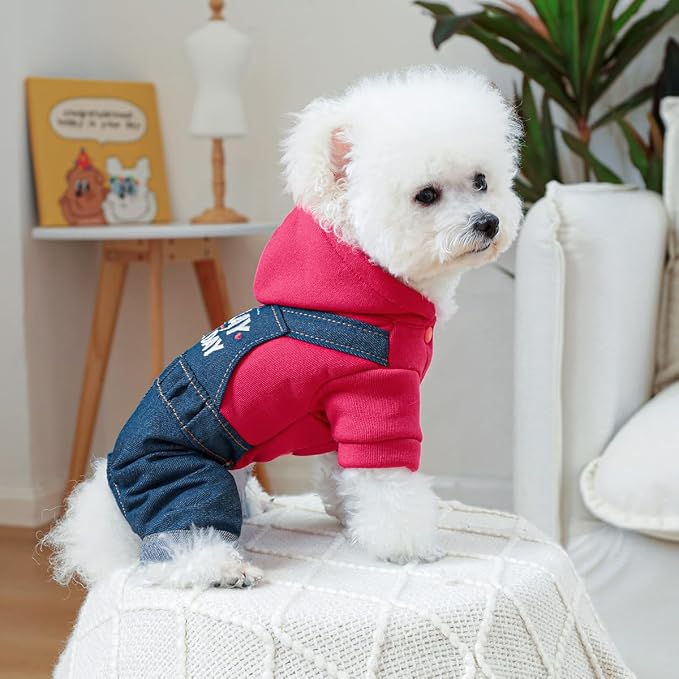 Dog Stylish Overalls Comfortable Puppy One Piece Outfits Summer Bib Overalls for Small Dogs Cute Pet Jumpsuit Onesie Chihuahua Yorkies Birthday Holiday Clothes Costume