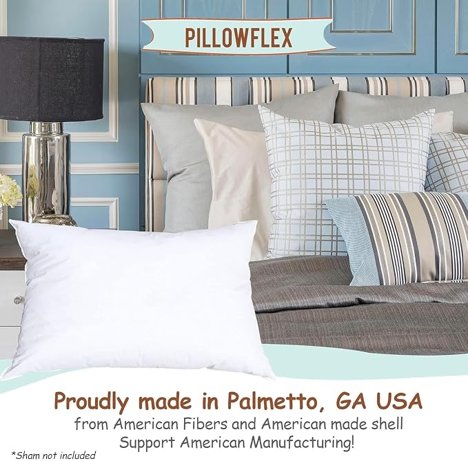 Pillowflex Synthetic Down Pillow Insert 14x28 in - Karate Chop Pillow | Large Rectangle Sham Form, Plush Polyester Cotton Blend, Cloud-Like Comfort, Clump-Resistant Fill, Smooth Elegant Finish