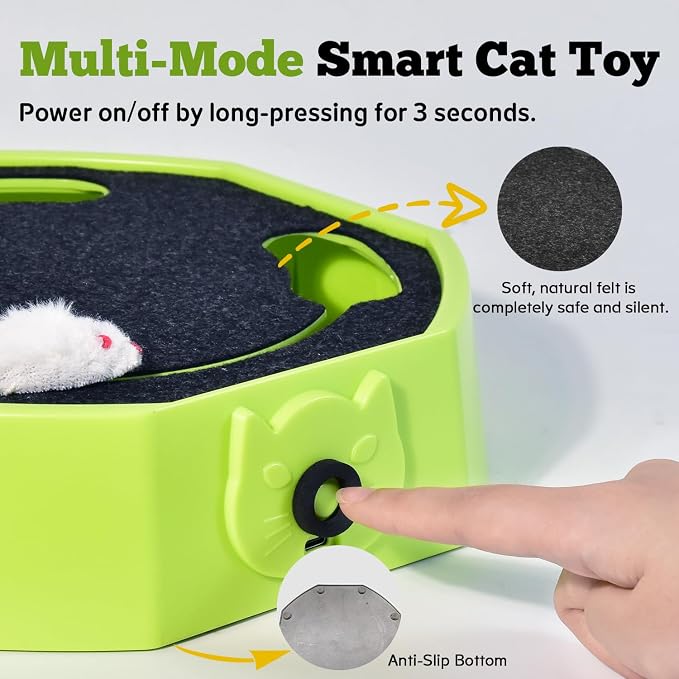 Automatic Cat Toy, Rechargeable Interactive Cat Toy with 4 Modes & Sounds
