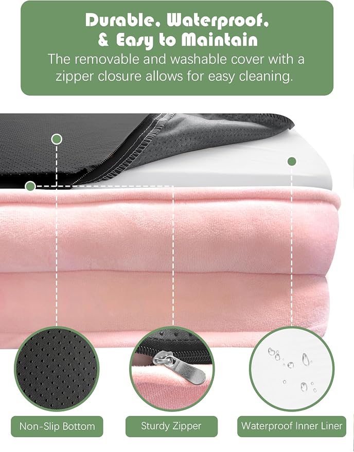 Spotted Play Orthopedic Dog Bed with Sides - Sofa Beds for Large Dogs, Supportive Foam Pet Couch Bed with Washable Removable Cover, Waterproof Lining and Non-Slip Bottom, Pink - L-Plus